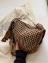 Houndstooth Pattern Hobo Bag