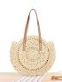 Hollow Out Double Handle Straw Bag