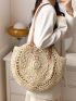 Hollow Out Double Handle Straw Bag