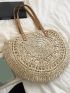 Hollow Out Double Handle Straw Bag