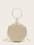 Mini Ring Handle Design Glitter Chain Circle Bag