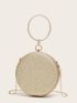 Mini Ring Handle Design Glitter Chain Circle Bag