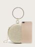 Mini Ring Handle Design Glitter Chain Circle Bag