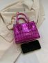 Mini Neon Pink Geometric Embossed Chain Square Bag