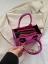 Mini Neon Pink Geometric Embossed Chain Square Bag