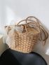 Bow Decor Drawstring Straw Bag