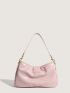 O-ring Decor Zipper Hobo Bag