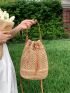 Minimalist Drawstring Design Straw Bag