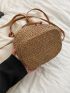Minimalist Drawstring Design Straw Bag