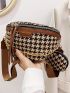 Houndstooth Letter Print Fanny Pack With Coin Purse