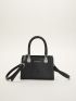 Mini Crocodile Embossed Letter Graphic Square Bag