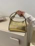 Metallic Crocodile Embossed Baguette Bag