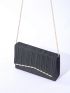 Glitter Metal Decor Flap Square Bag