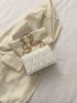 Mini Embossed Detail Chain Flap Square Bag