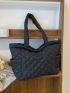 Quilted Detail Shoulder Tote Bag