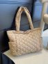 Quilted Detail Shoulder Tote Bag