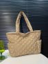 Quilted Detail Shoulder Tote Bag