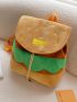 Hamburger Design Backpack Purse, Cute Front Flap Drawstring Bookbag, Cartoon Backpack & Bags