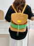 Hamburger Design Backpack Purse, Cute Front Flap Drawstring Bookbag, Cartoon Backpack & Bags