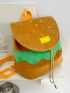 Hamburger Design Backpack Purse, Cute Front Flap Drawstring Bookbag, Cartoon Backpack & Bags