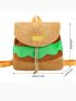 Hamburger Design Backpack Purse, Cute Front Flap Drawstring Bookbag, Cartoon Backpack & Bags