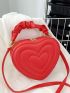 Ruched Top Handle Heart Shaped Novelty Bag