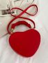 Ruched Top Handle Heart Shaped Novelty Bag