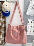 Letter Embroidered Shopper Bag