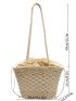 Drawstring Detail Straw Bag