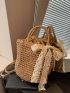 Twilly Scarf Decor Drawstring Design Straw Bag