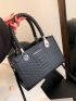 Mini Crocodile Embossed Letter Graphic Square Bag