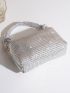 Mini Rhinestone Decor Square Bag, Perfect Bride Purse For Wedding, Prom & Party Events