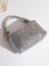 Mini Rhinestone Decor Square Bag, Perfect Bride Purse For Wedding, Prom & Party Events