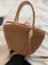 Tassel & Bead Decor Straw Bag