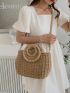 Drawstring Design Straw Bag