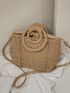 Drawstring Design Straw Bag