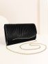 Glitter Pleated Detail Flap Envelope Bag