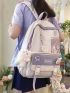 Random Badge Decor Classic Backpack With Bag Charm