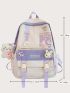 Random Badge Decor Classic Backpack With Bag Charm