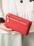 Neon Red Zipper Around Long Wallet