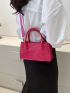 Neon Pink Crocodile Embossed Square Bag