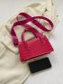 Neon Pink Crocodile Embossed Square Bag