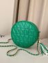 Mini Tassel Decor Quilted Circle Bag