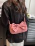 Bow Decor Corduroy Hobo Bag