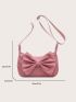 Bow Decor Corduroy Hobo Bag