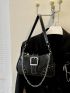 Buckle Decor Chain Hobo Bag