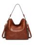 Artificial Leather Shoulder Bag, Women's Fashion Large Handbag Zipper Crossbody Bag