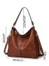 Artificial Leather Shoulder Bag, Women's Fashion Large Handbag Zipper Crossbody Bag