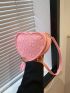 Mini Heart Shape Novelty Bag Four Leaf Clover Pattern Adjustable Strap