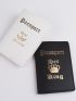 2pcs Metallic Crown & Letter Graphic Passport Case